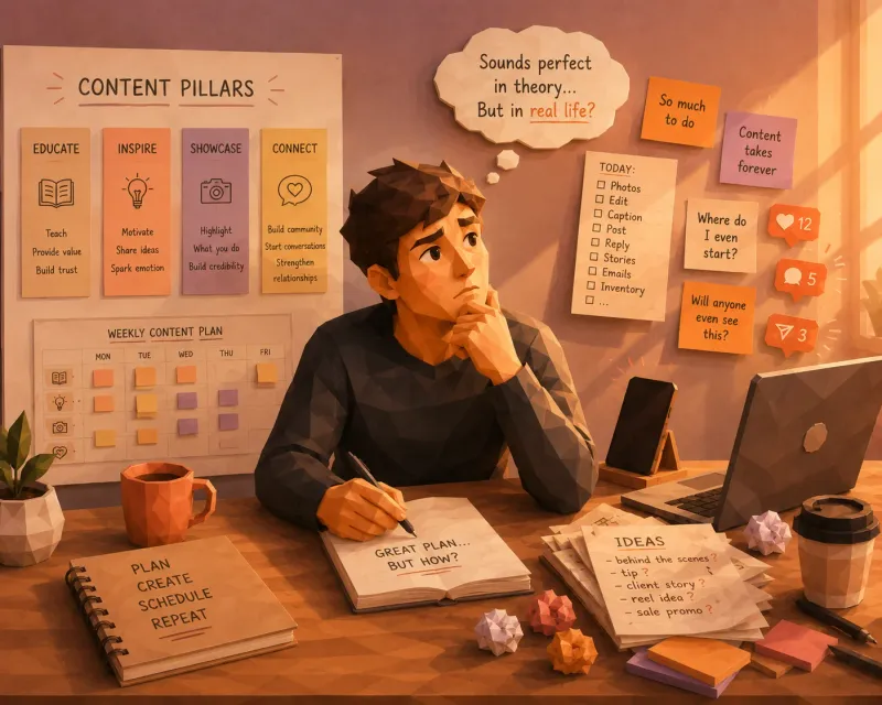 Content pillars are one of the most widely recommended Instagram strategies. Here's an honest look at what they get right — and where the approach breaks down for independent business owners.